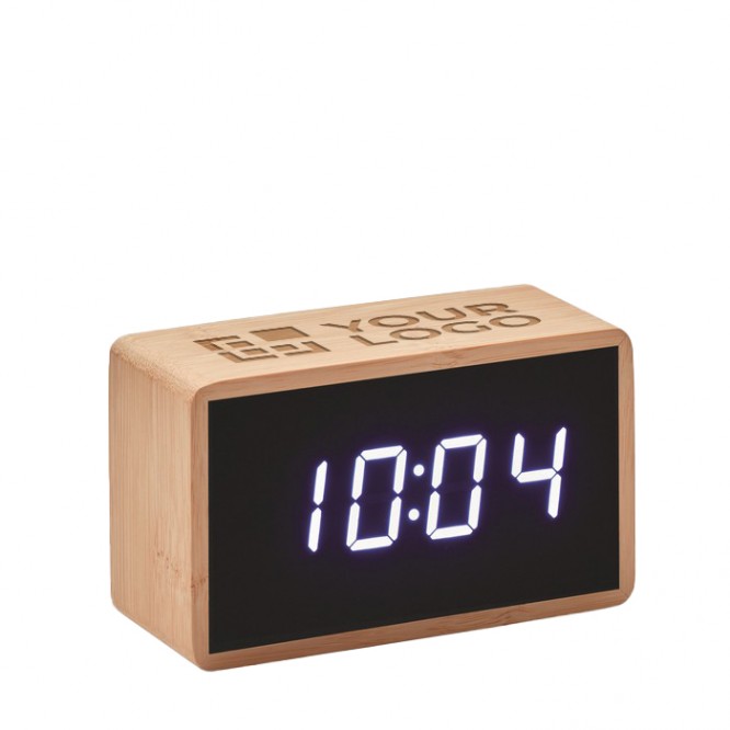 Relógio despertador personalizado de bambu