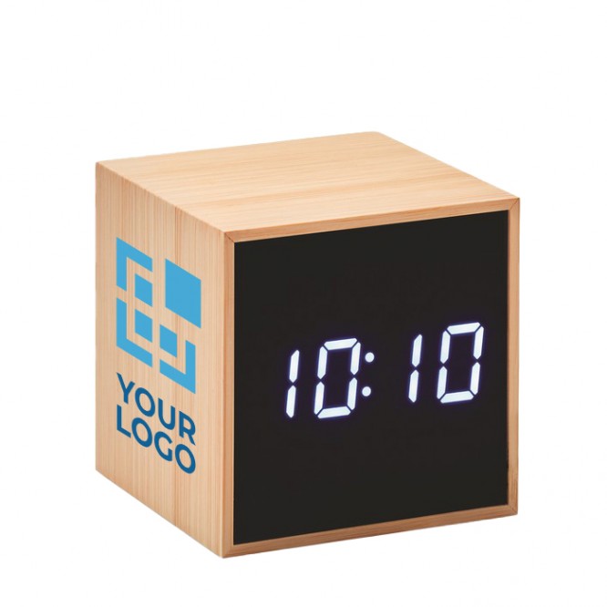 Relógio despertador em caixa de bambu