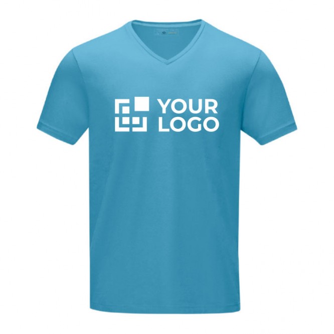 T-shirts ecológica azul personalizável com logo - segunda vista