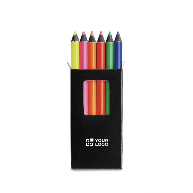 Caixa personalizável com 6 lápis de madeira