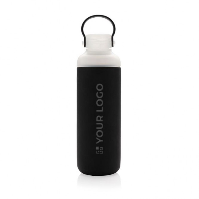 Garrafa com bolsa de silicone personalizável cor preto