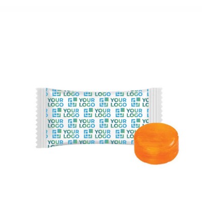 Rebuçado duro de sabor único, embalagem em saquinho 4g cor laranja vista principal
