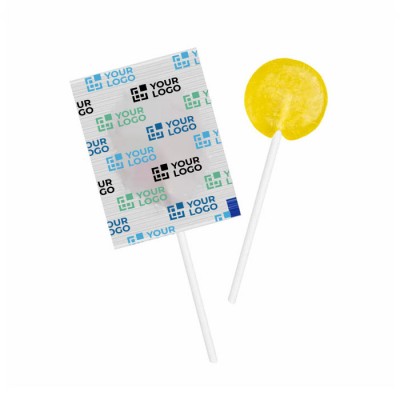 Chupa-chupa mini sem açúcar com embalagem personalizável cor limão vista principal