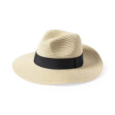 Chapéu de aba larga com fita  cor natural