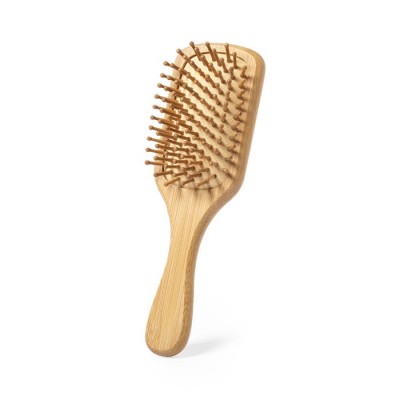 Escova de bambu para o cabelo cor natural primeira vista