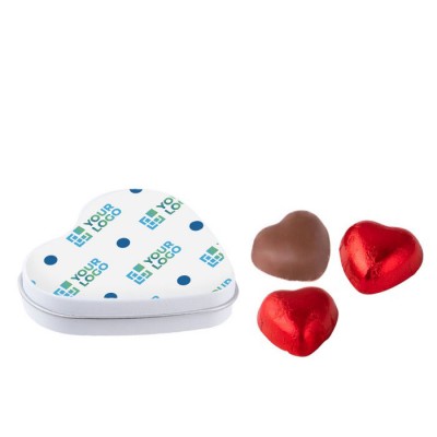 Lata, forma de coração, 3 chocolates e tampa personalizável