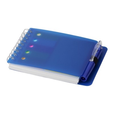 Pequeno caderno personalizável com caneta cor azul