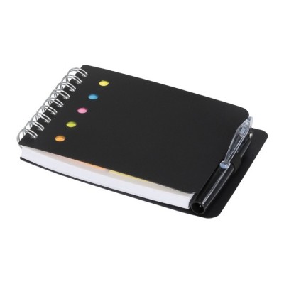 Pequeno caderno personalizável com caneta cor preto