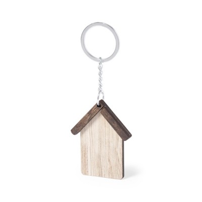 Porta-chaves em madeira com desenho de casa