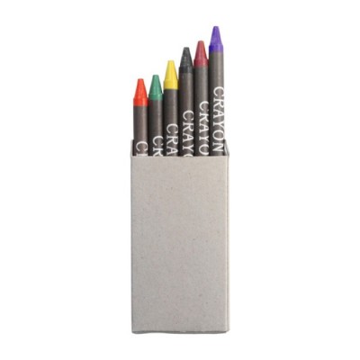 Caixa de cartão com 6 lápis de cera coloridos