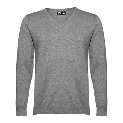 Sweatshirt com decote em V de 220 g/ m2 cor cinzento mesclado