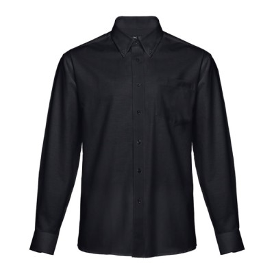 Camisa elegante de manga comprida com logo cor preto primeira vista