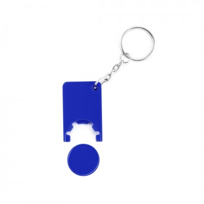 Porta-chaves com moeda para o supermercado cor azul