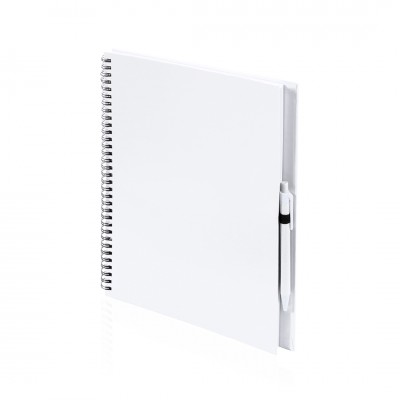 Caderno A4 com argolas e caneta para oferecer cor branco