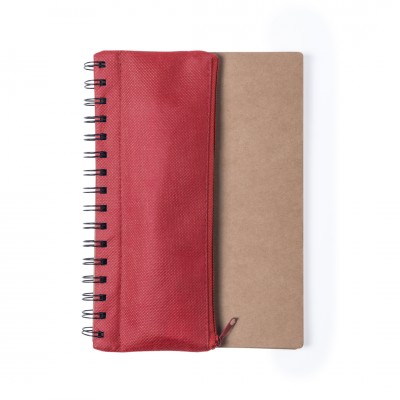 Caderno com porta-lápis e outros acessórios cor vermelho
