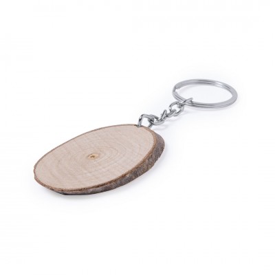 Porta-chaves oval de madeira personalizado cor marfil
