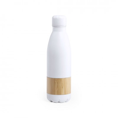 Garrafa com barra personalizável em bambu cor branco