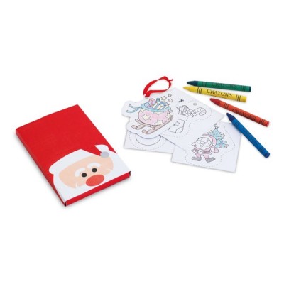 Kit com logo e desenhos de Natal para colorir cor vermelho