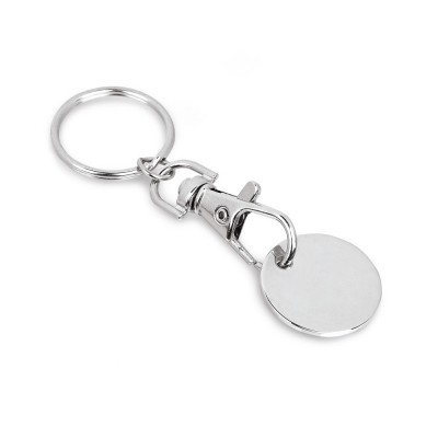 Porta-chaves metálico com forma de moeda cor prateado