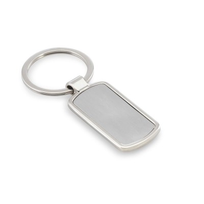 Porta-chaves de metal com gota de resina cor prateado mate