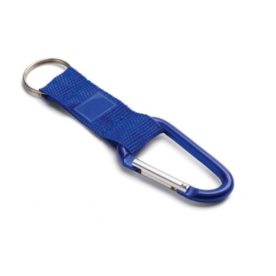 Porta-chaves publicitário com mosquetão cor azul