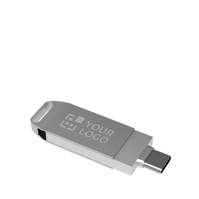 Pen USB personalizada com dois conectores cor prateado