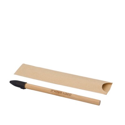 Lápis infinito de bambu com ponta de grafite e tampa protetora