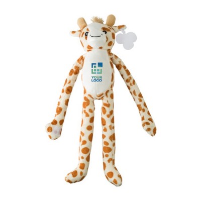 Girafa de peluche com velcro nas mãos e etiqueta personalizável