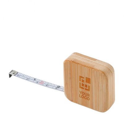 Fita métrica sustentável de bambu com forma quadrada 1M
