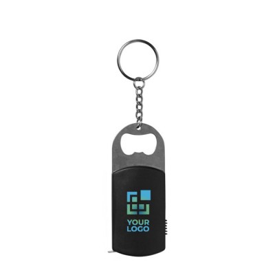 Porta-chaves de metal abre-garrafas, LED/fita métrica de 1 M