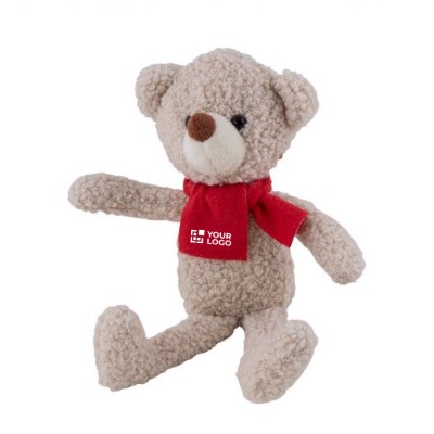 Urso de peluche com cachecol vermelho incluído para personalizar