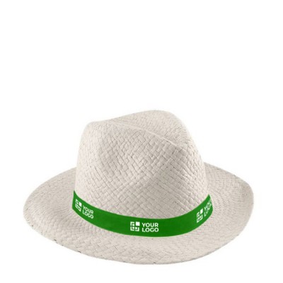 Clássico chapéu de papel de aba larga com fita personalizável