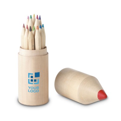 Set de 12 lápis de cores para publicidade cor madeira terceira vista