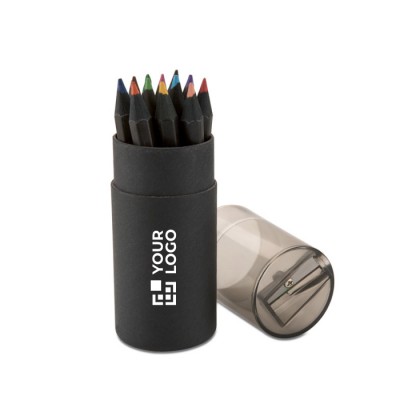 Set de 12 lápis publicitários de cores cor preto
