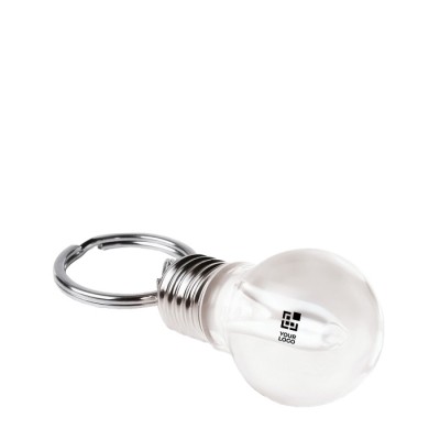 Porta-chaves publicitário em forma de lâmpada cor transparente