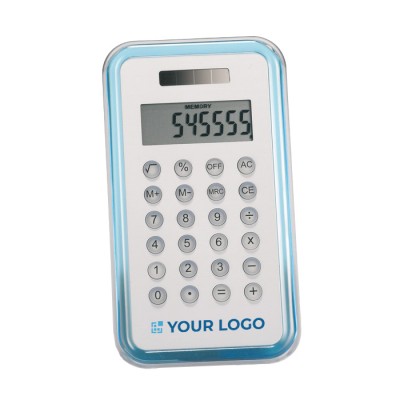 Calculadoras promocionais com design cor azul