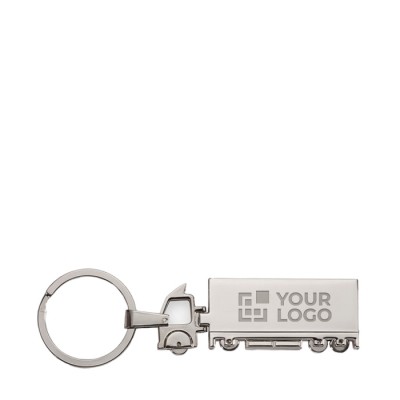 Porta-chaves publicitário em forma de camião cor prateado