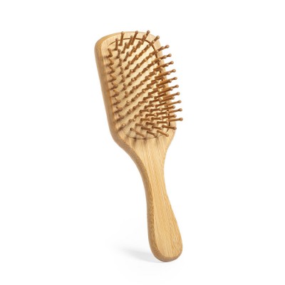 Escova de bambu para o cabelo cor natural primeira vista