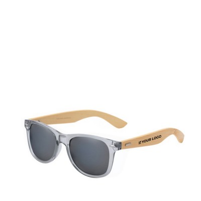 Óculos de sol com efeito espelho, proteção UV400 e hastes de bambu