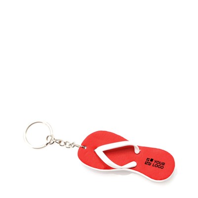 Porta-chaves publicitário em forma de chinelo cor vermelho
