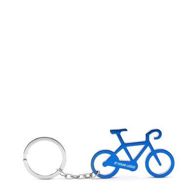 Porta-chaves publicitário forma de bicicleta cor azul