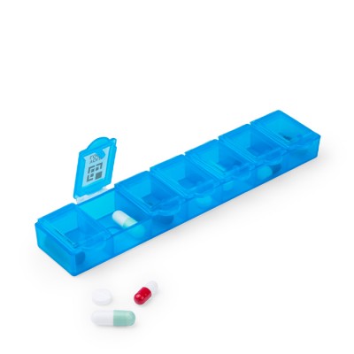 Caixa de comprimidos clássica 7 divisórias cor azul