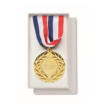 Medalha de ferro com fita tricolor azul, branca e vermelha