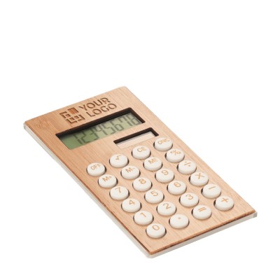Calculadora personalizável com caixa em bambu vista principal