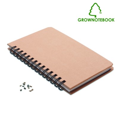 Caderno ecológico com sementes de pinheiro cor bege