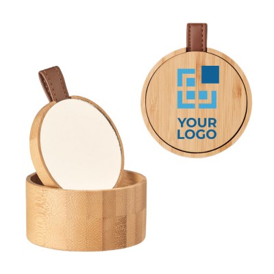 Elegante caixa para joias em bambu com logo cor madeira