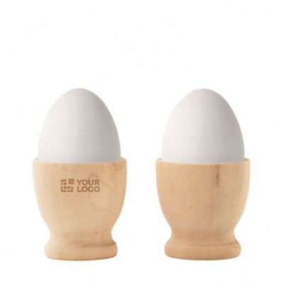 Dois suportes para ovos cor madeira com logo