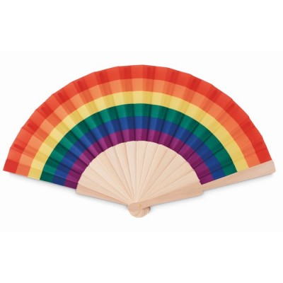 Leque de madeira arco-irís cor multicolor