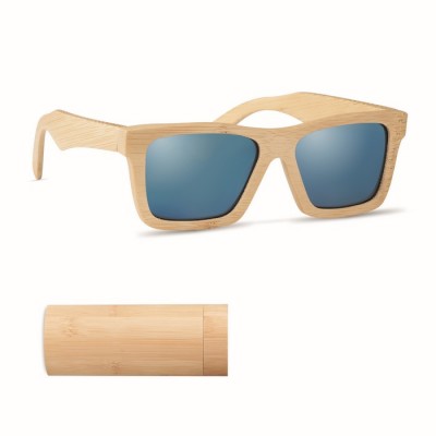 Óculos de sol de bambu em estojo cor madeira