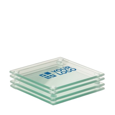 Quatro bases para copos de vidro reciclado vista principal